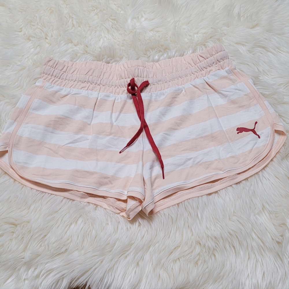Puma Women's Striped Shorts - Pink and White